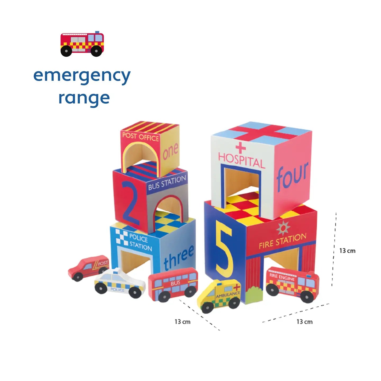 EMERGENCY SERVICES WOODEN STACKING CUBES