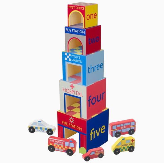 EMERGENCY SERVICES WOODEN STACKING CUBES